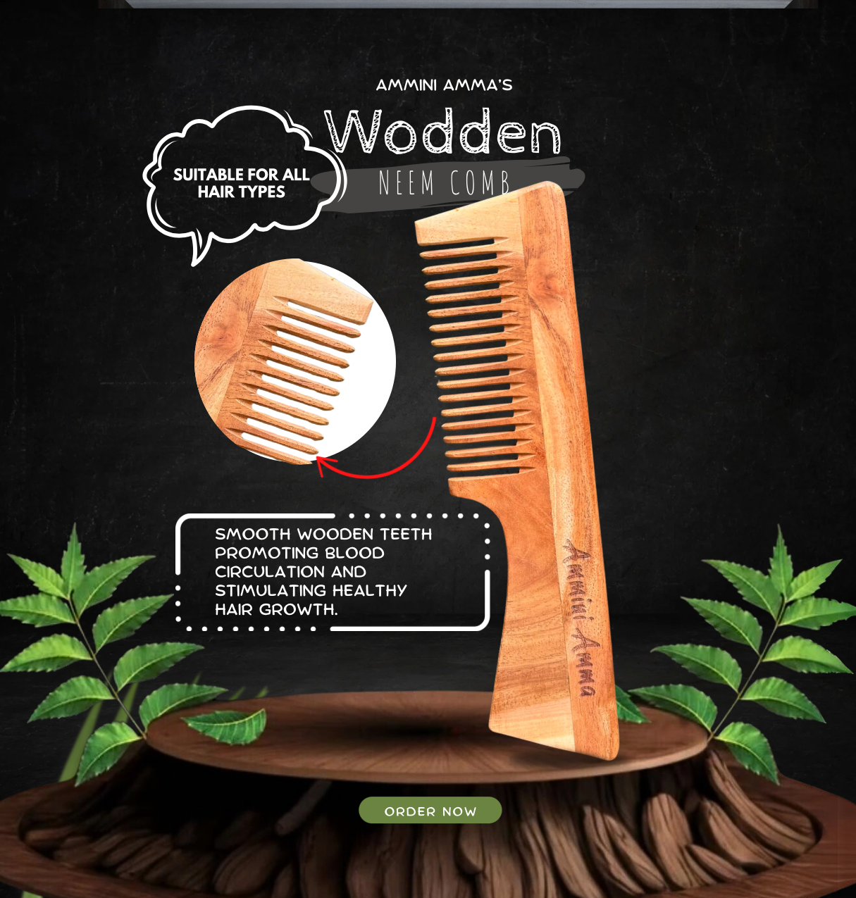 Neem Wooden Comb 2/pcs Combo